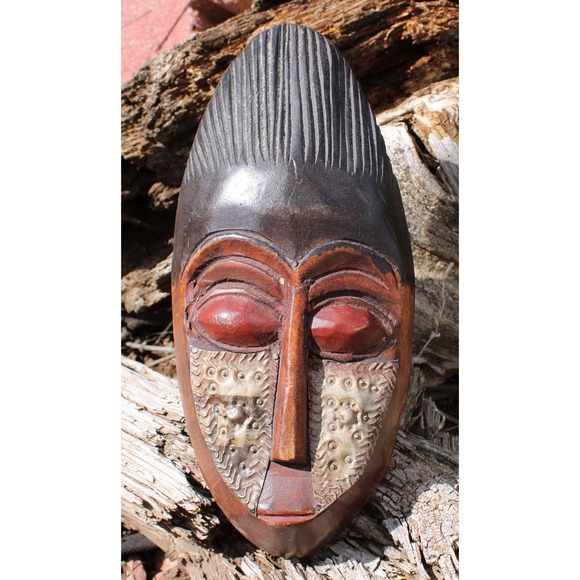 Handcrafted in Ghana Carved Tribal Mask - Picture 1 of 2